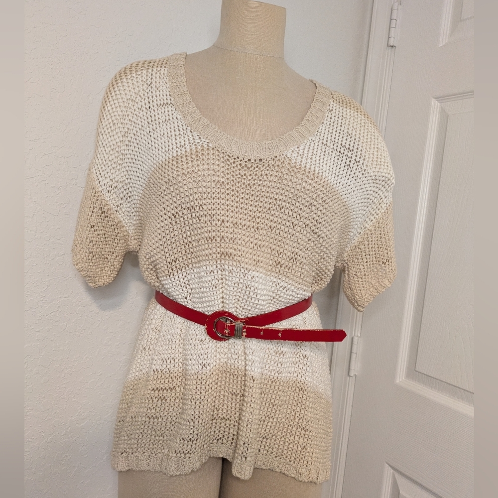 Kelvin Klain Beige and White Knit Top . Size M/L - Picture 1 of 7